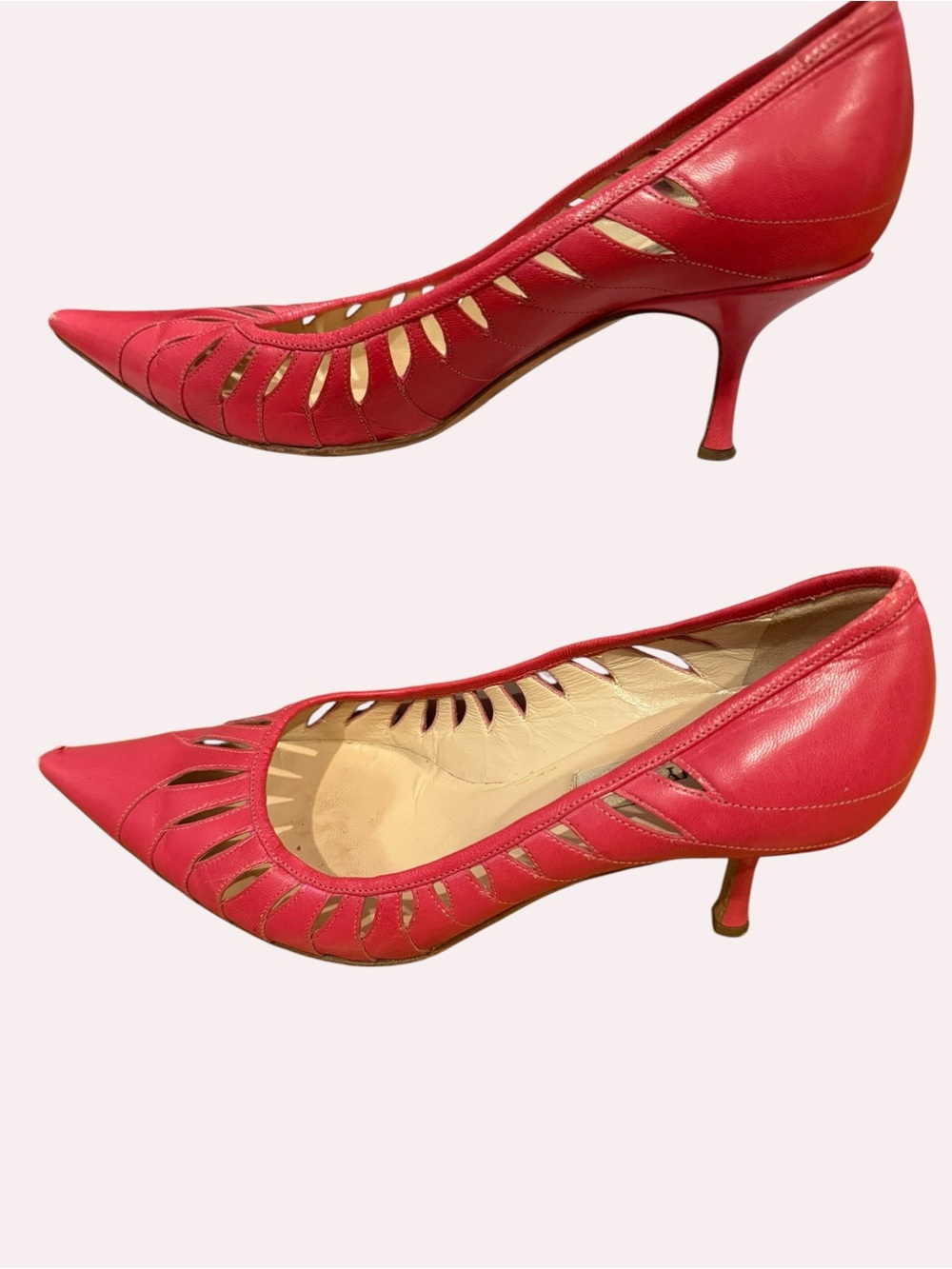 Jimmy Choo Burnt Red Kitten Heeled Pumps